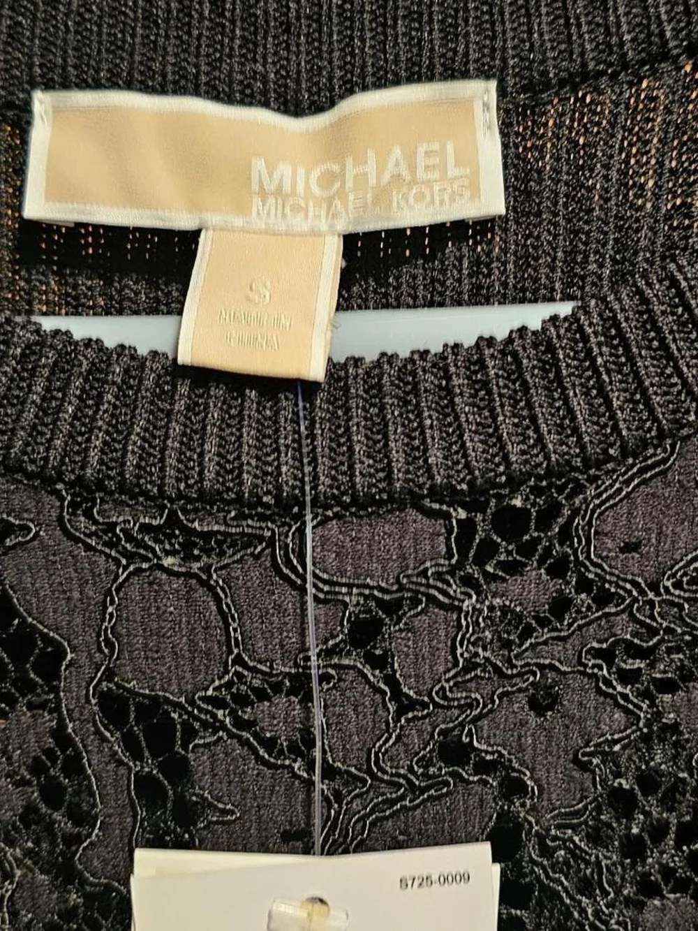 Michael Kors Black Long-Sleeve Lace Midi Dress